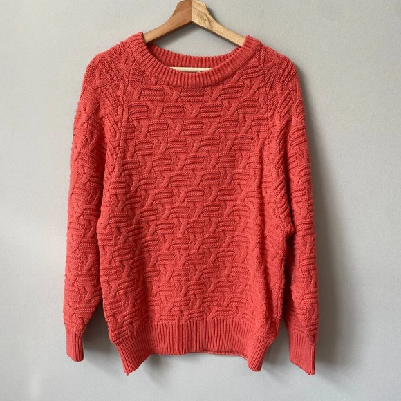 Vtg Paul Harris Women's Small 90s Acrylic Crewneck Knit Pullover Sweater Coral - Picture 3 of 16